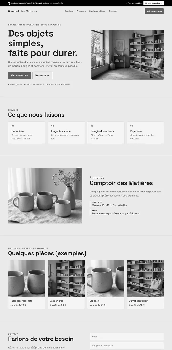 Plantilla de página web Tienda de barrio — vista ordenador